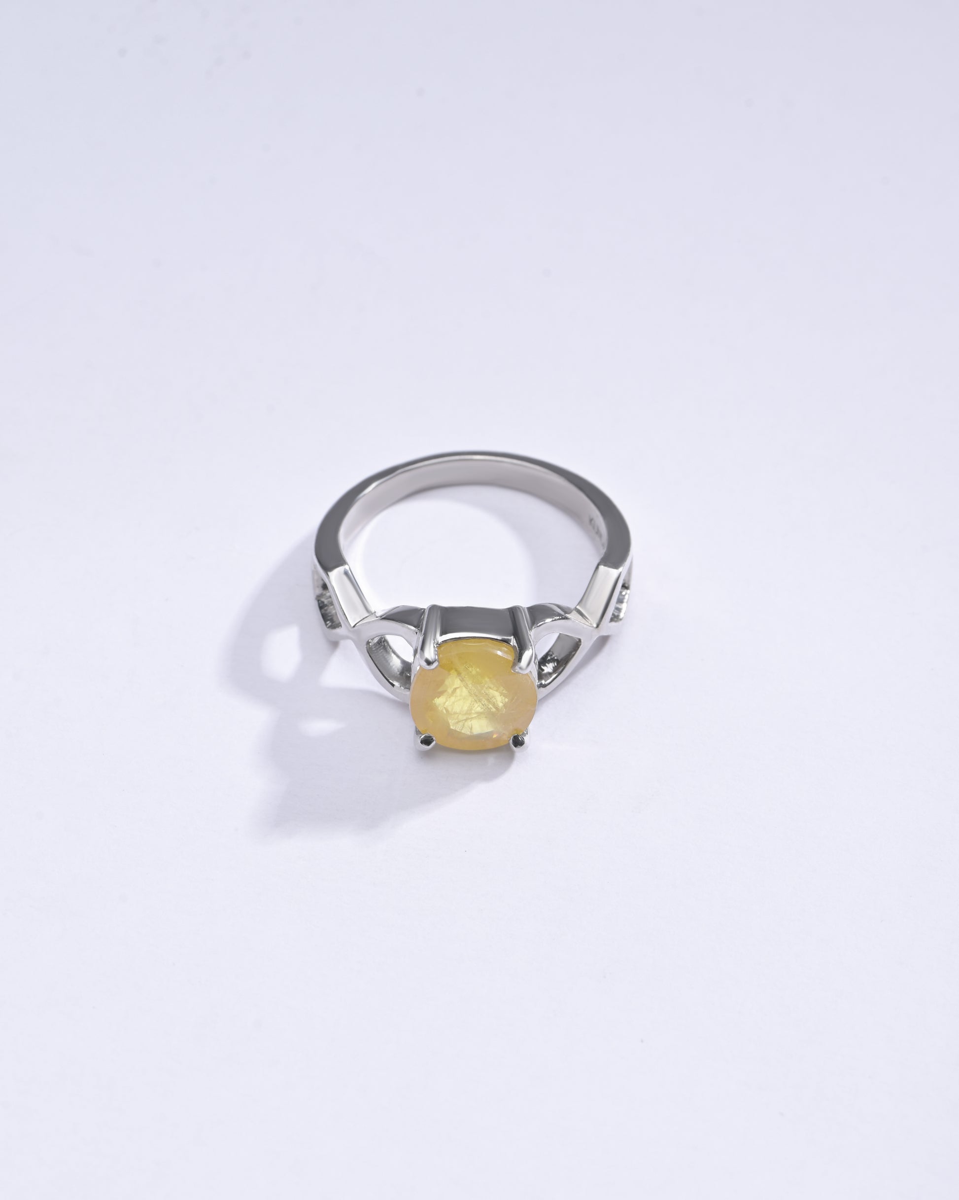 Unisex Yellow Sapphire (Pukhraj) Ring in 925 Silver – #1105N4 - Myra