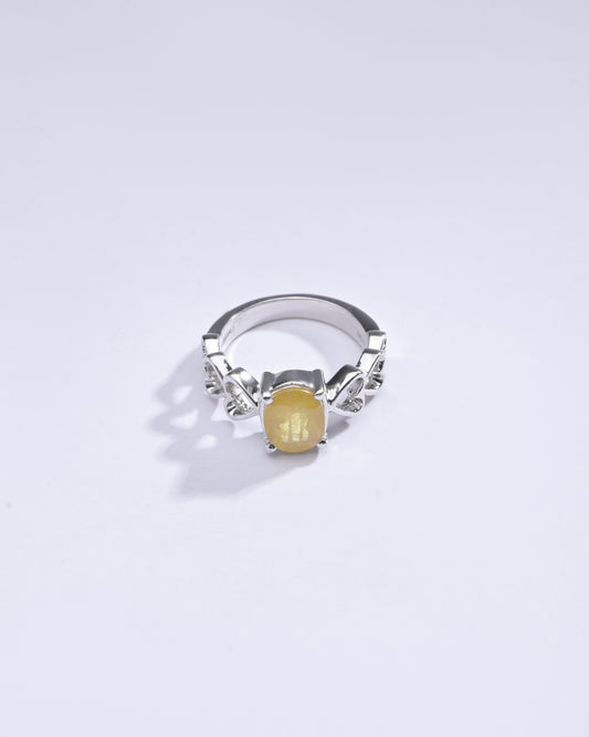 Natural Yellow Sapphire (Pukhraj) Ring in 925 Silver – For Wealth and Prosperity #1149N4 - Myra