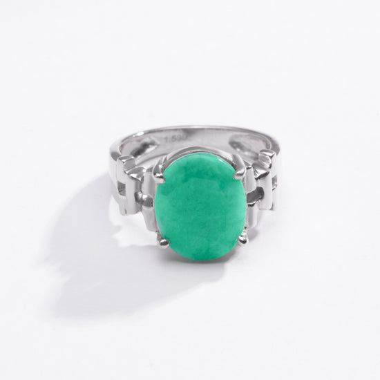 Radiant Green Emerald (Panna) Ring in Sterling Silver – #1199N4 - Myra