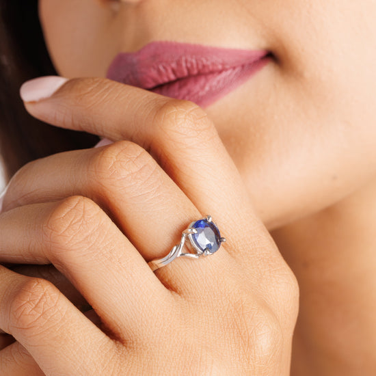 Vedic Blue Sapphire (Neelam) Ring – 925 Silver - # 1175N4 - Myra