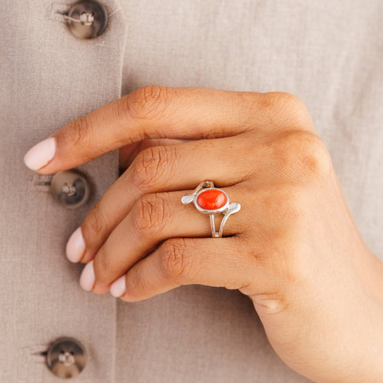 Italian Coral in 925 Silver Buy from Myra Gems 