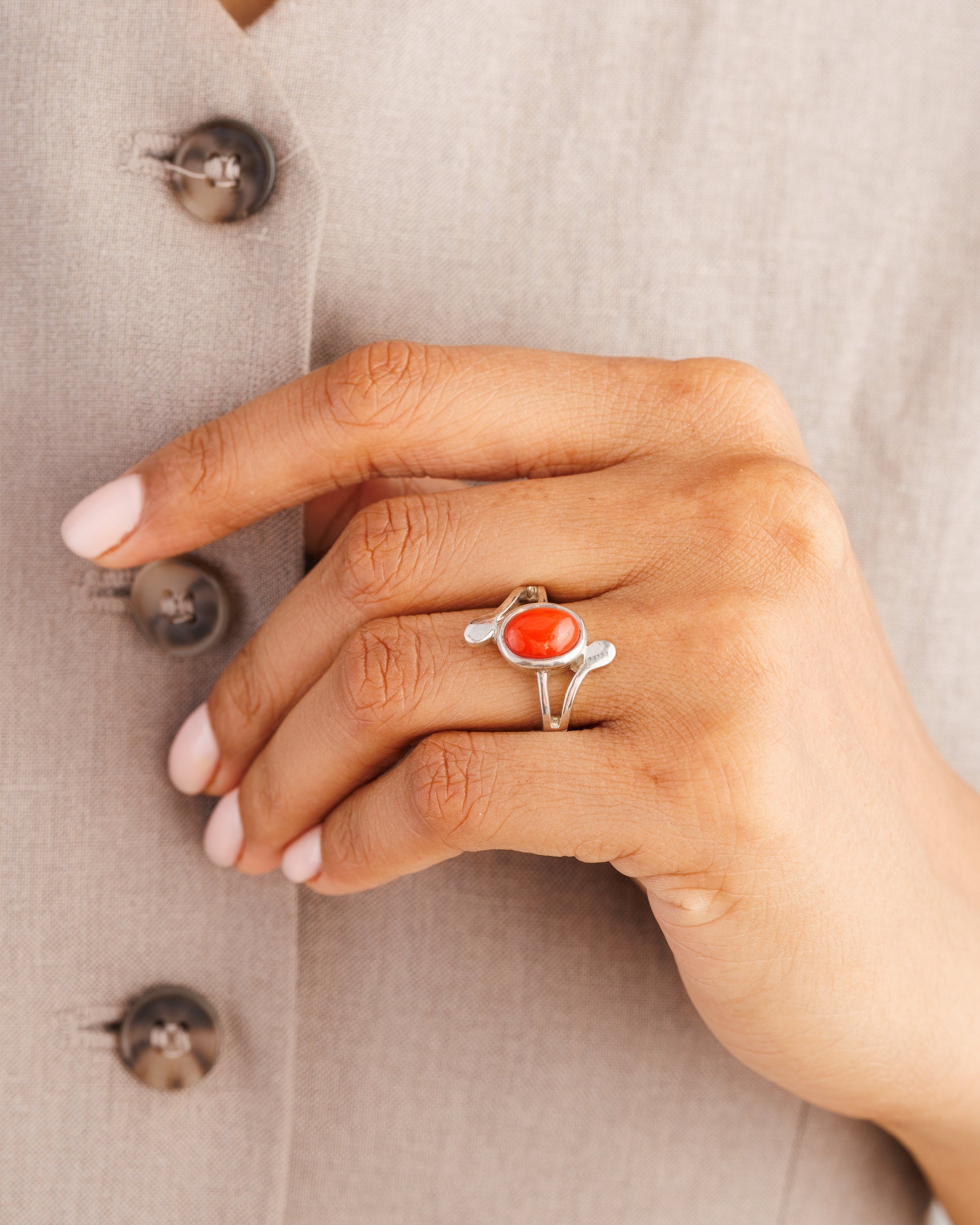 Italian Coral in 925 Silver Buy from Myra Gems 