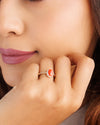 Comfort Fit Coral (Moonga) Ring – 925 Silver - #1218 Ov - Myra