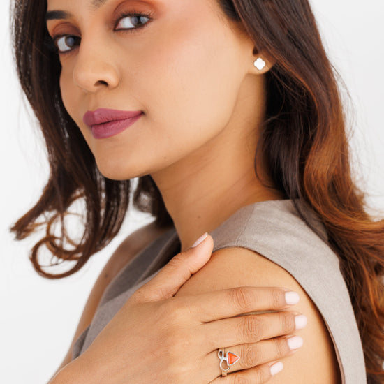 Classic Coral (Moonga) Ring – 925 Silver - #1110B Tr - Myra