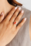 Prosperity Coral (Moonga) Ring in 925 Sterling Silver - Shakti