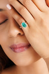 Velvet Hue Emerald (Panna) Ring – 925 Silver - #1201B - Myra