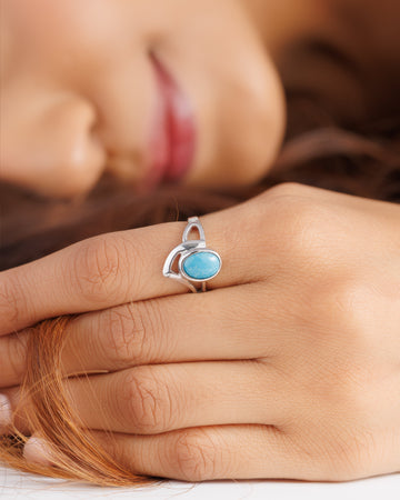 Natural Turquoise Ring for Her in 925 Silver from Myra Gems