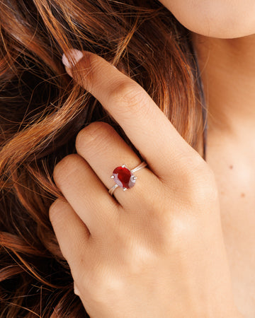 Daily-Wear Garnet (Gomed) Ring â€“ 925 Silver - #1218N4 - Myra