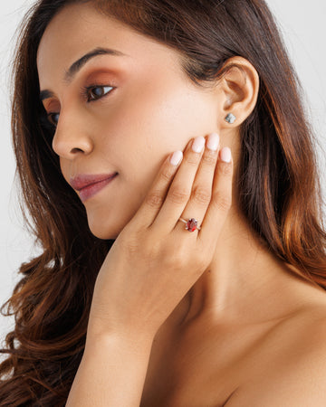 Daily-Wear Garnet (Gomed) Ring â€“ 925 Silver - #1218N4 - Myra