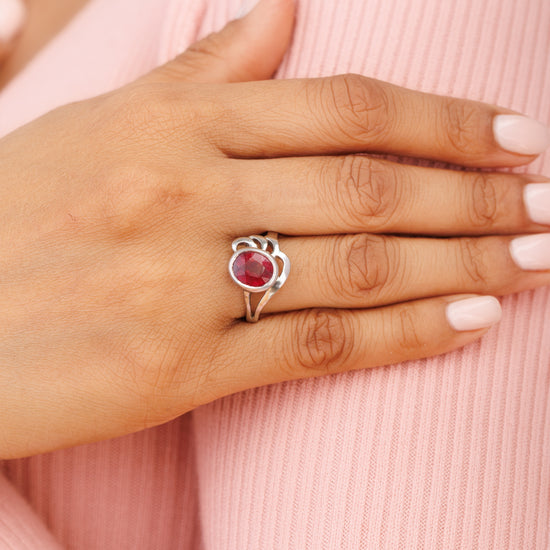 Ruby (Manik) Gemstone Ring – 925 Silver - #1191B - Myra