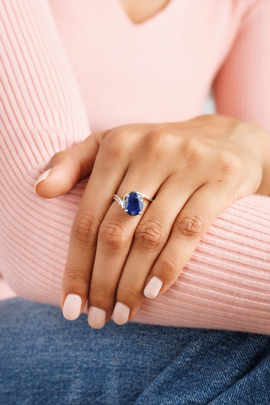 Blue Sapphire (Neelam) Ring – Trusted 925 Silver - #1176N4 - Myra