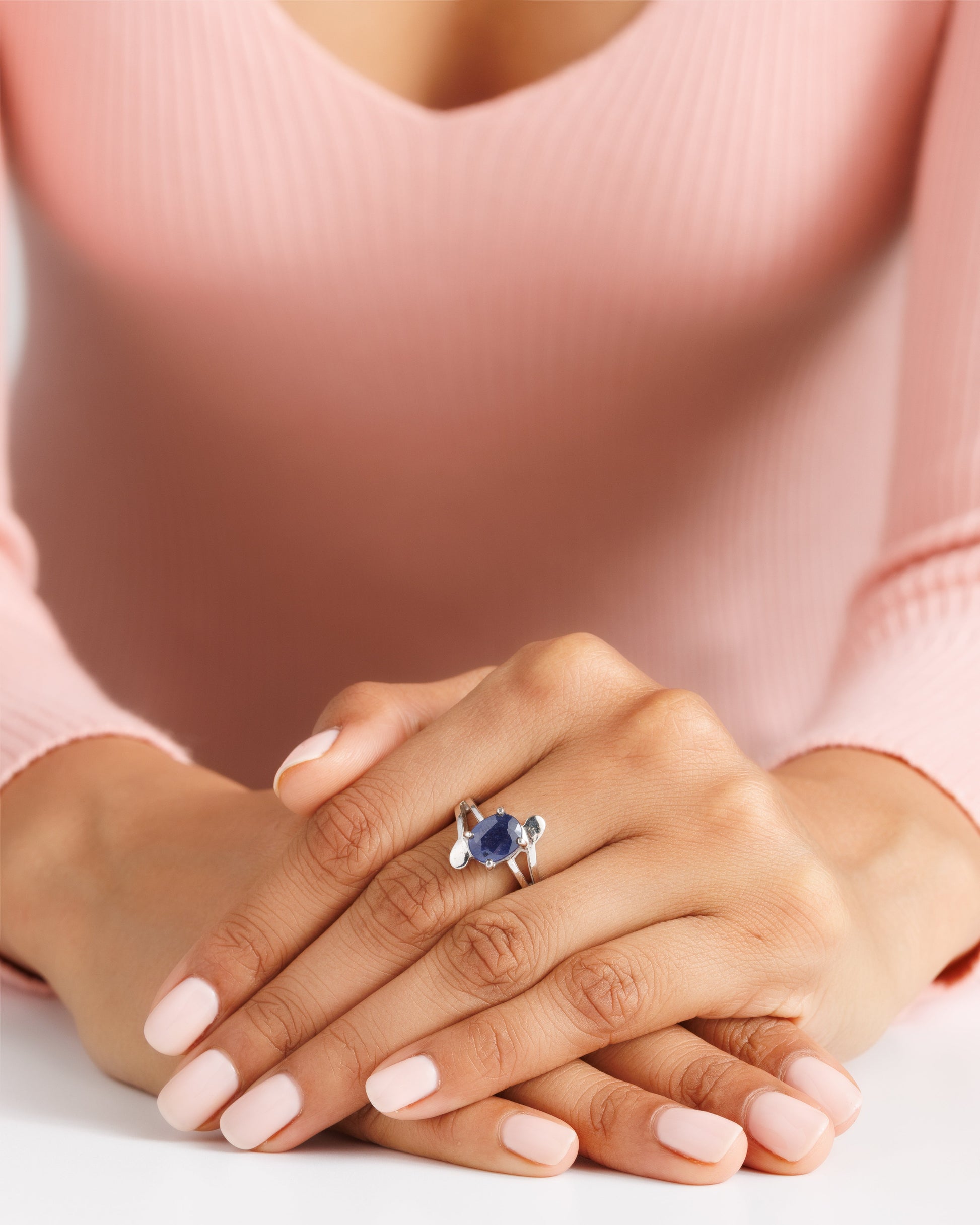 Statement Blue Sapphire (Neelam) Ring – 925 Silver - 1151N4 - Myra