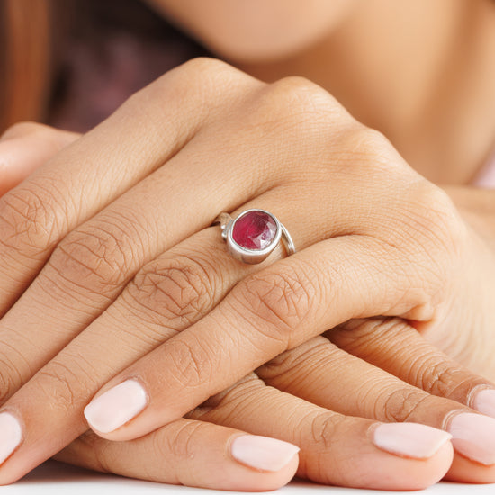 Ruby (Manik) Ring – Pure 925 Silver - #1176B - Myra