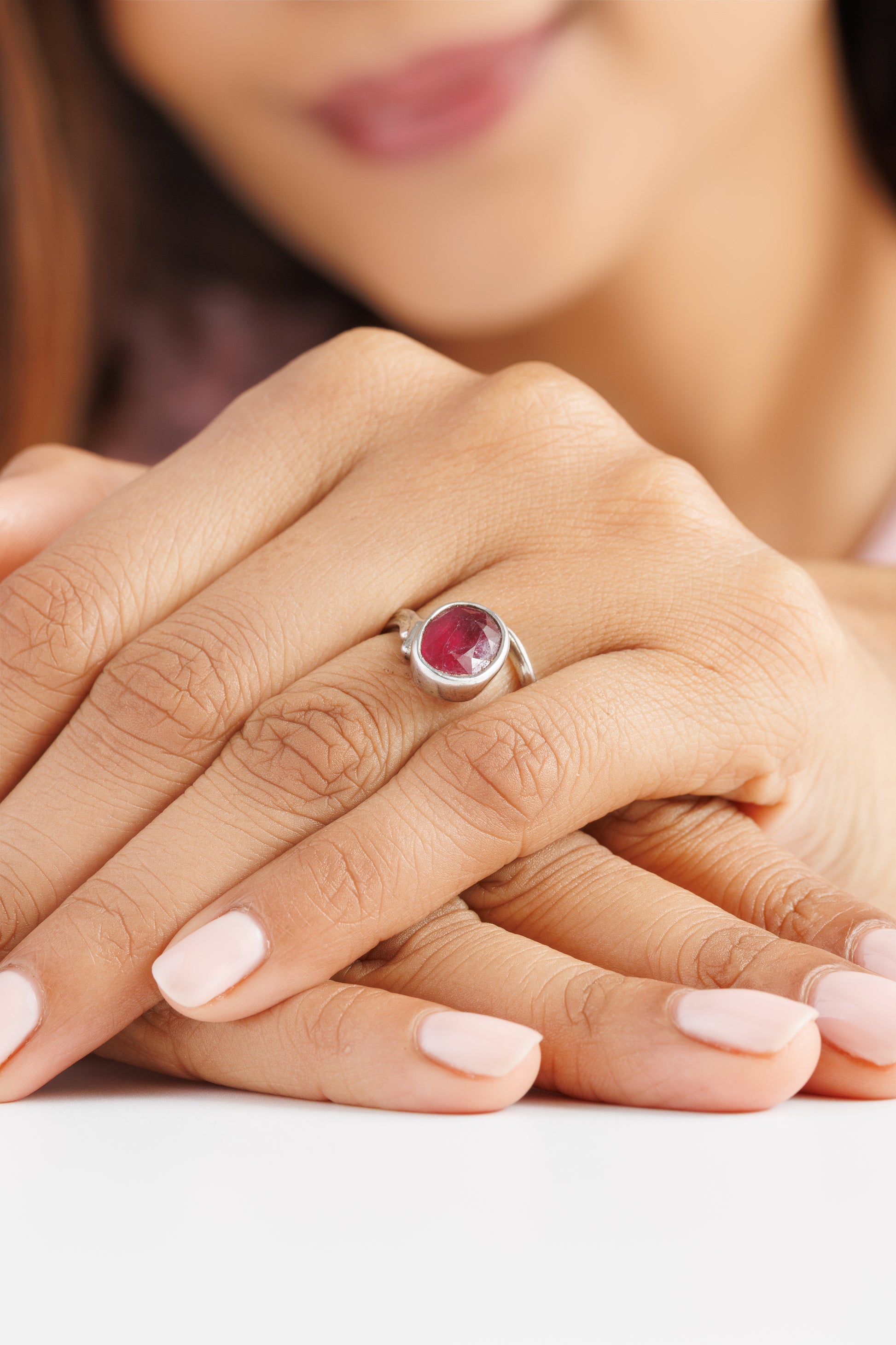 Ruby (Manik) Ring – Pure 925 Silver - #1176B - Myra