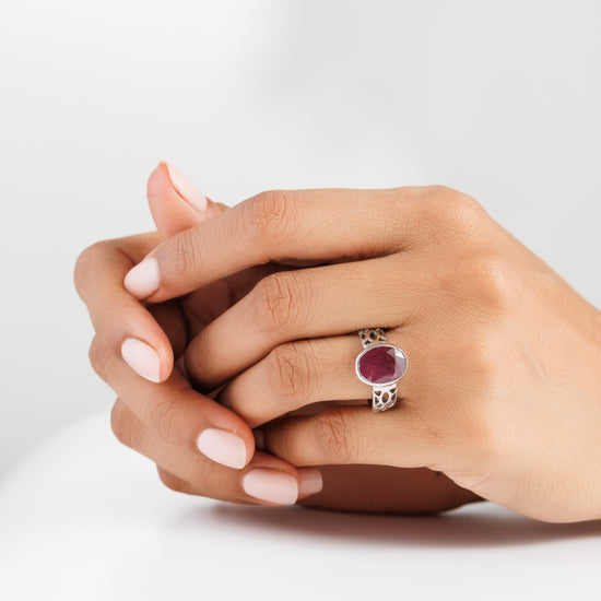 925 Silver Ruby (Manik) Ring - #1162B - Myra