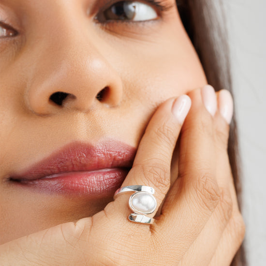 925 Silver Pearl (Moti) Ring - #1138 U - Myra