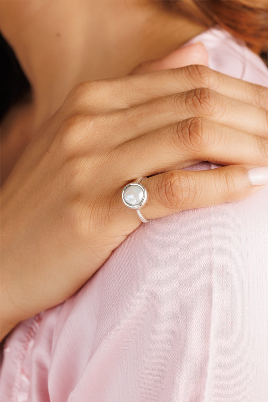 Opulent Pearl (Moti) Ring – 925 Silver - #1218 R - Myra