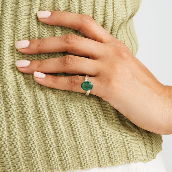 Shimmer Emerald (Panna) Ring – 925 Silver - #1153N4 - Myra