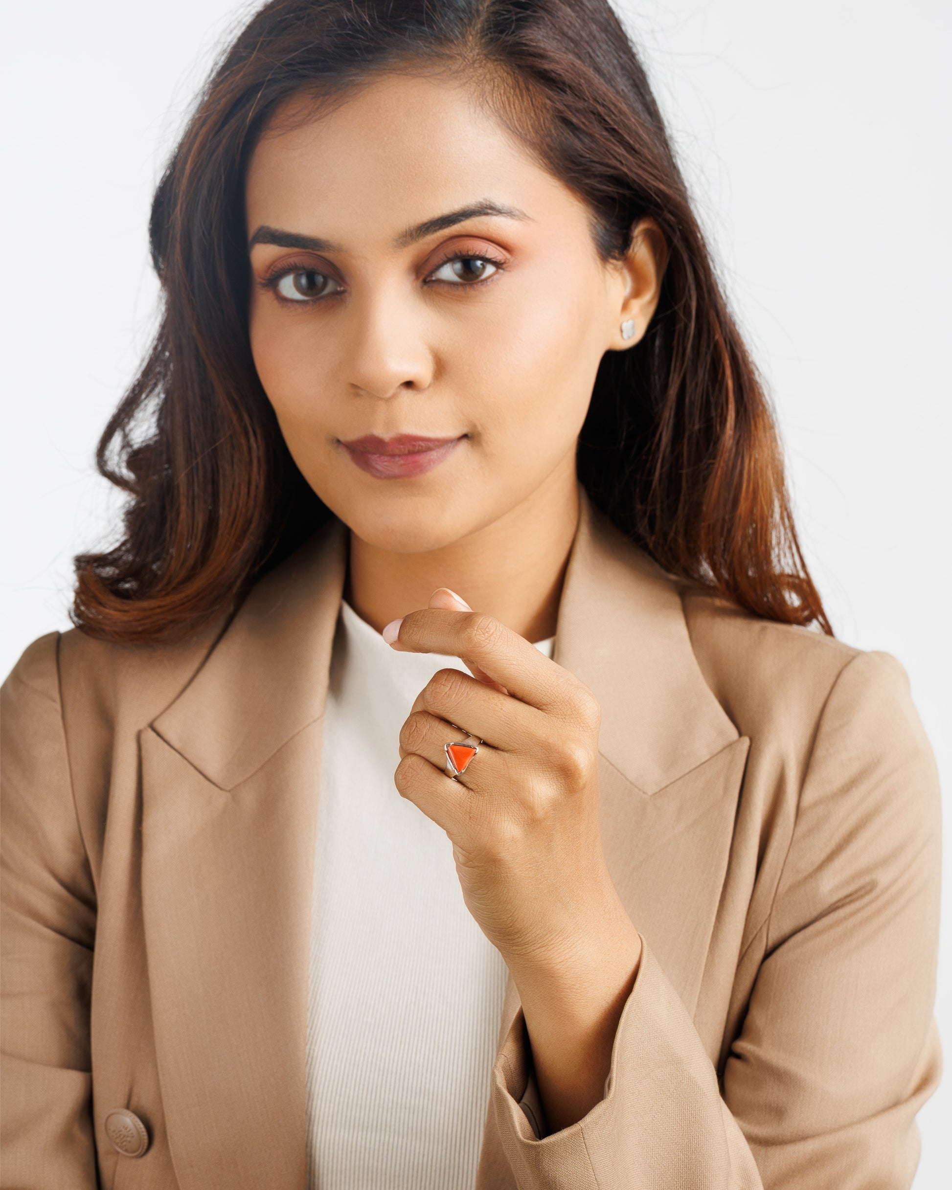 Royal Coral (Moonga) Ring – 925 Silver - #1234N3 Tr - Myra