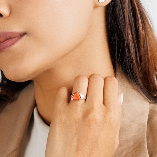 Royal Coral (Moonga) Ring – 925 Silver - #1234N3 Tr - Myra