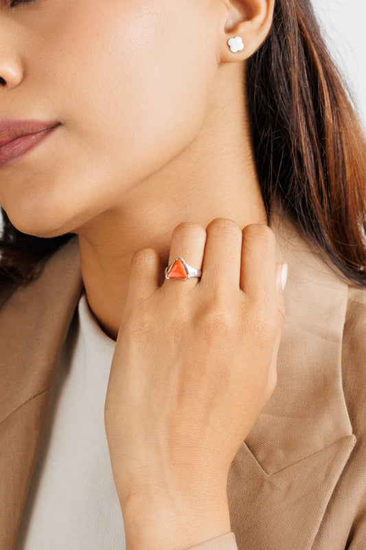 Royal Coral (Moonga) Ring – 925 Silver - #1234N3 Tr - Myra