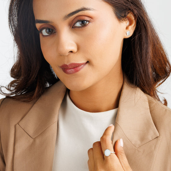 Opal (Doodhiya) Gemstone Ring – 925 Silver - #1201B - Myra