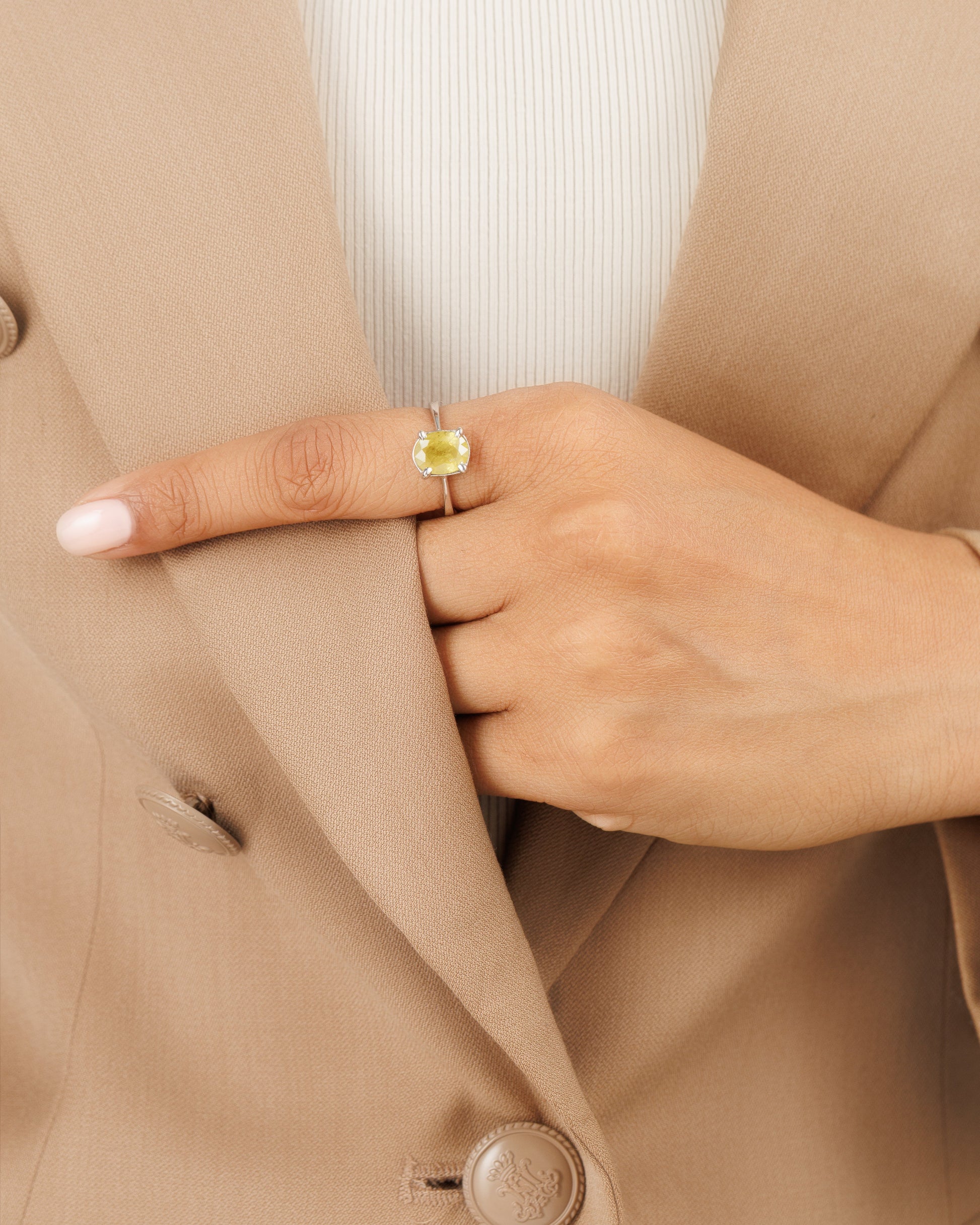 Luxe Yellow Sapphire (Pukhraj) Ring – 925 Silver - #1218N4 - Myra