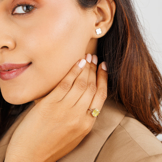 Luxe Yellow Sapphire (Pukhraj) Ring – 925 Silver - #1218N4 - Myra