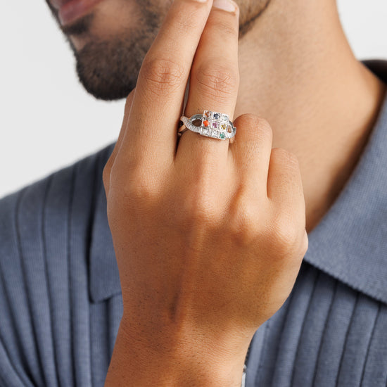 Navratna (Navgrah) Ring – 925 Silver Crafted - 1104 - Myra