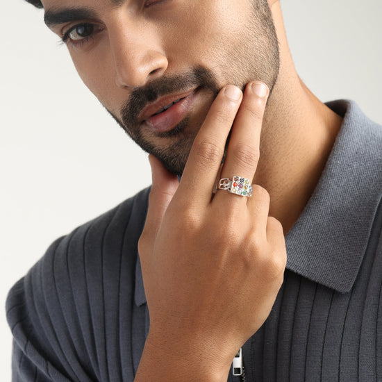Royal Navratna (Navgrah) Ring – 925 Silver - 1285 - Myra