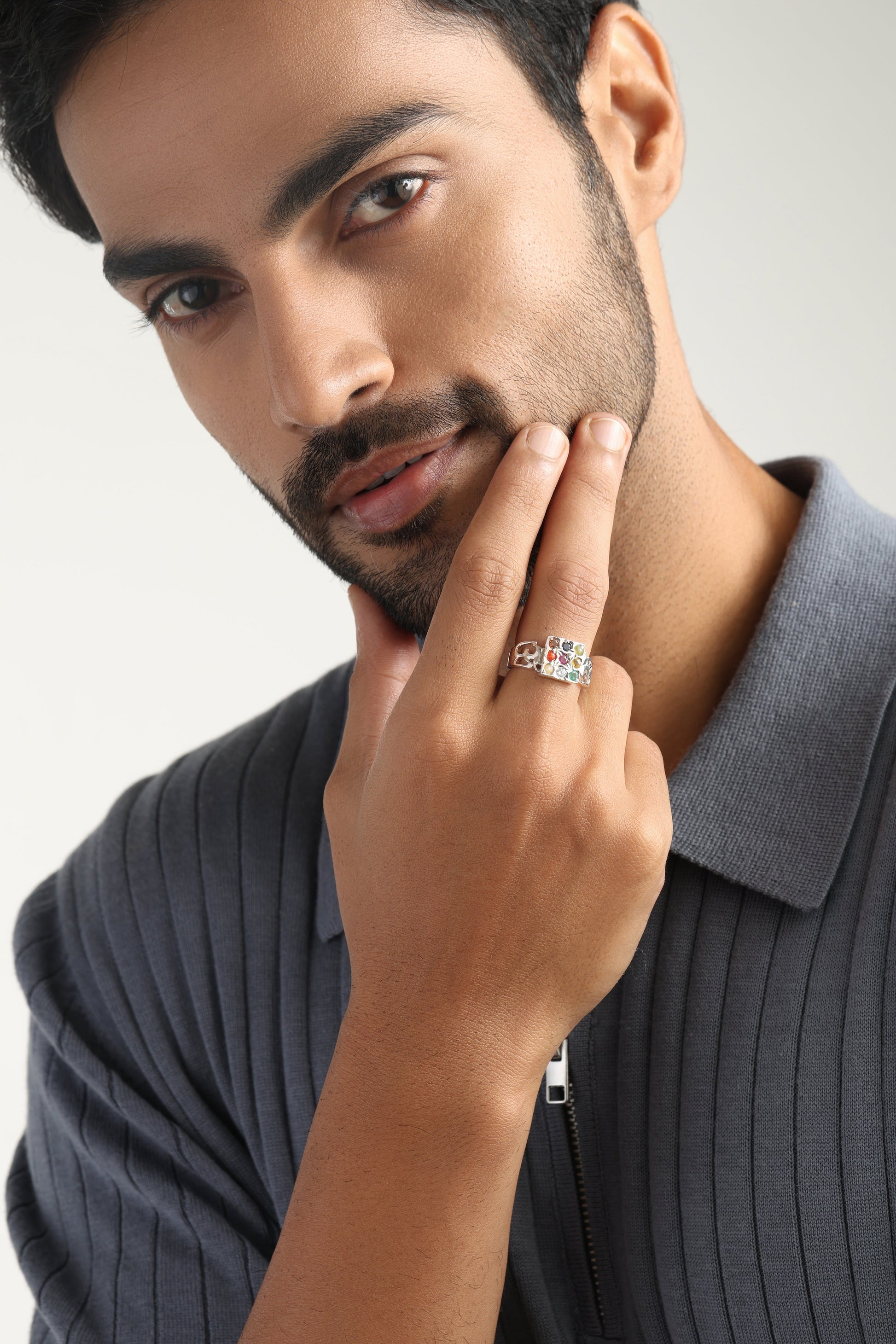 Royal Navratna (Navgrah) Ring – 925 Silver - 1285 - Myra