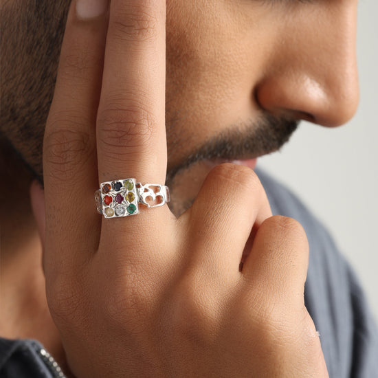 Royal Navratna (Navgrah) Ring – 925 Silver - 1285 - Myra