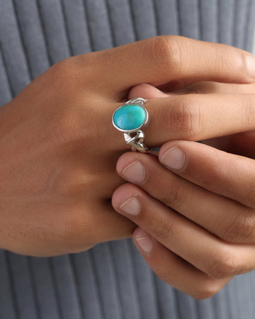 Certified Firoza Ring in 925 Silver from Myra Gems 