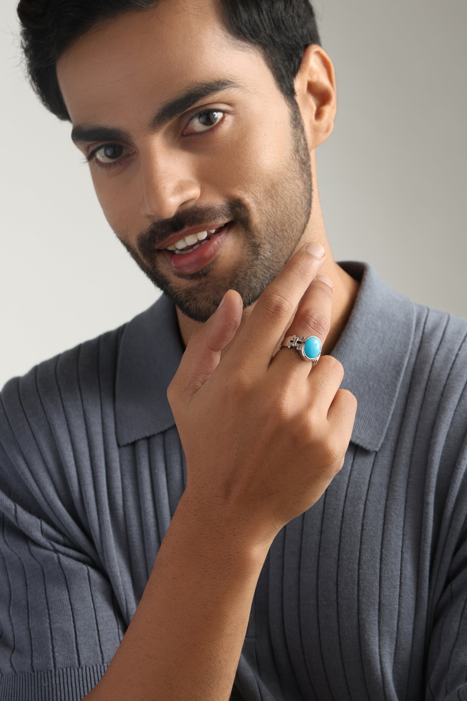 Classic Turquoise (Firoza) Ring – 925 Silver - #1199 - Myra