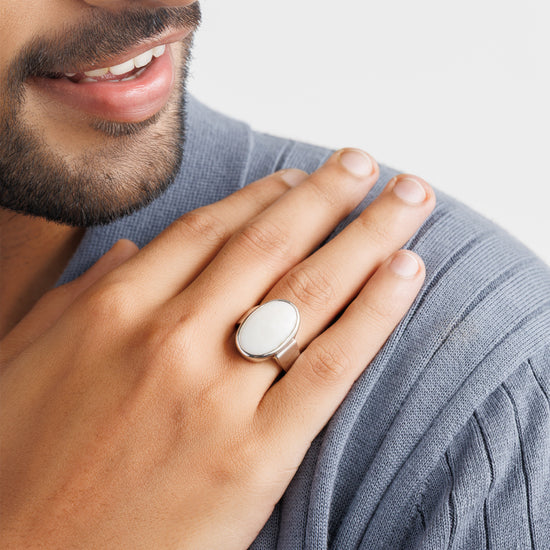 Luxe Opal (Doodhiya) Ring – 925 Silver - #1224B - Myra