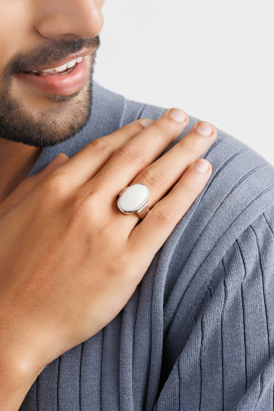 Luxe Opal (Doodhiya) Ring – 925 Silver - #1224B - Myra