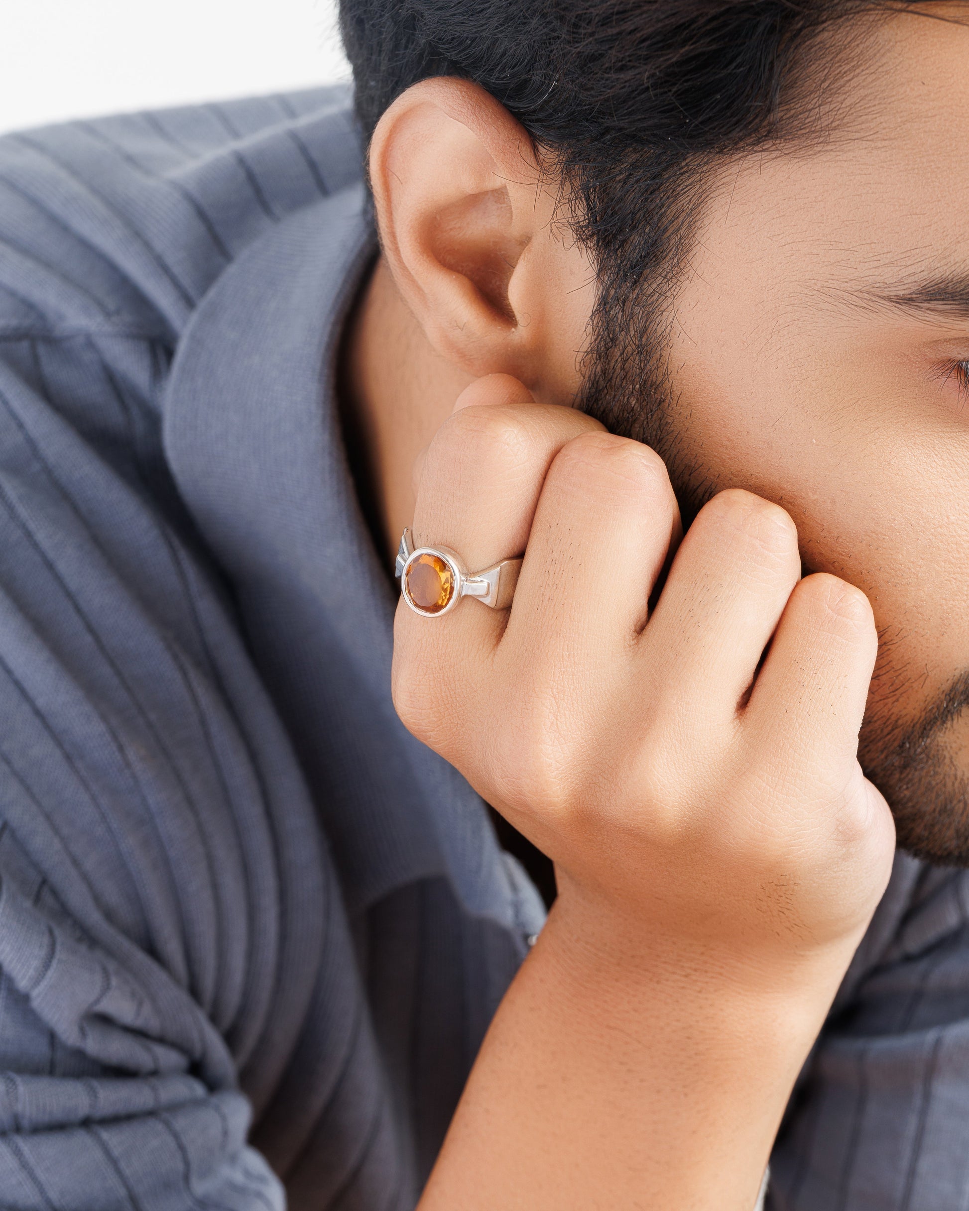 Golden Topaz (Sunahara Pukhraj) Ring – 925 Silver Minimalist - #1158B - Myra