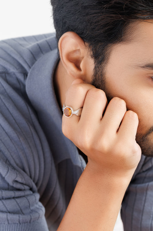 Golden Topaz (Sunahara Pukhraj) Ring – 925 Silver Minimalist - #1158B - Myra