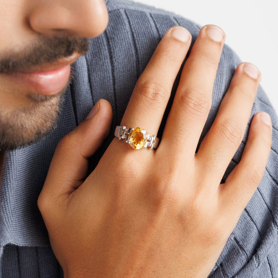 Luxe Golden Topaz (Sunahara Pukhraj) Ring – 925 Silver - #1199N4 - Myra