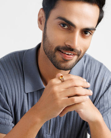 Genuine Yellow Topaz Stone Ring for Men from Myra Gems