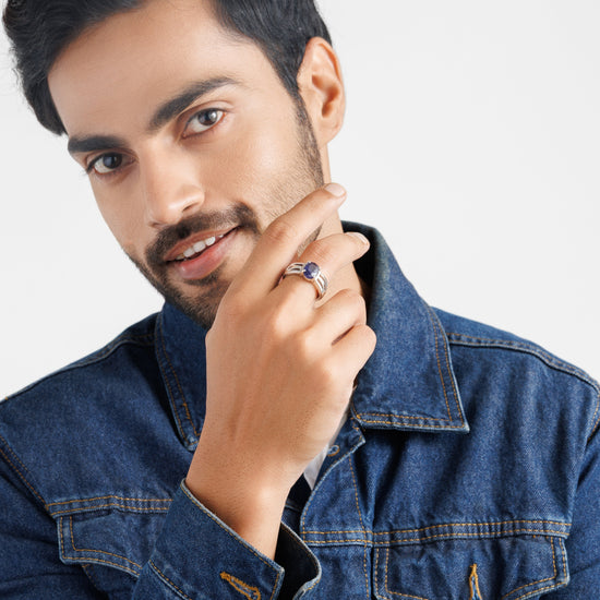 Smart Blue Sapphire (Neelam) Ring – 925 Silver - #1244N4 - Myra