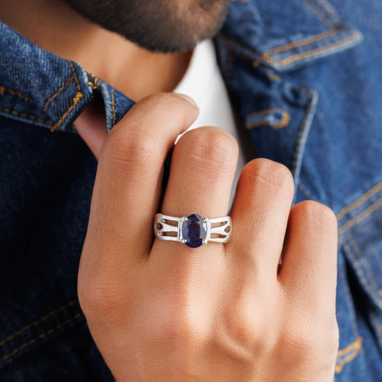 Smart Blue Sapphire (Neelam) Ring – 925 Silver - #1244N4 - Myra