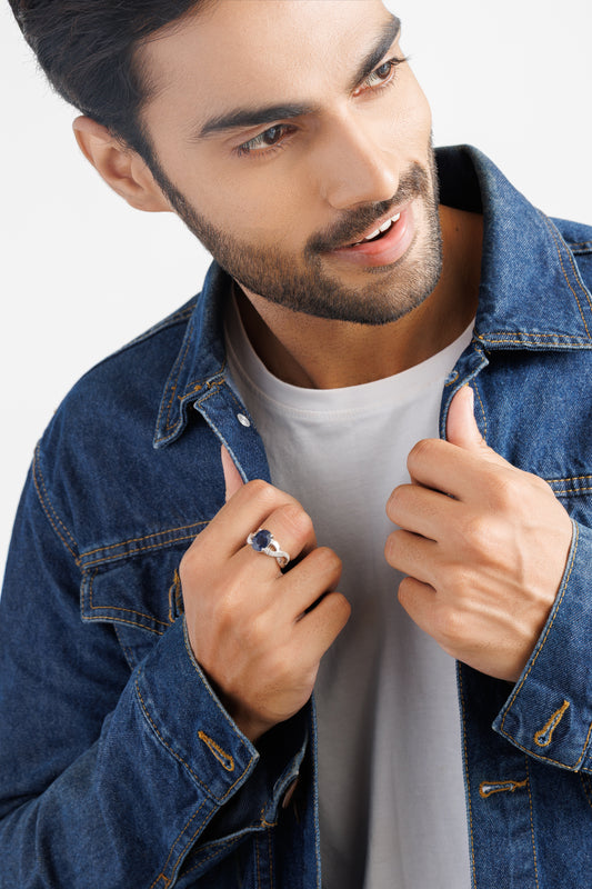 Elegant Blue Sapphire (Neelam) Ring – 925 Silver - 1104N4 - Myra