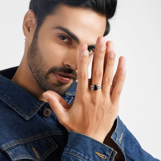 Chic Blue Sapphire (Neelam) Ring – 925 Silver - #1182N4 - Myra