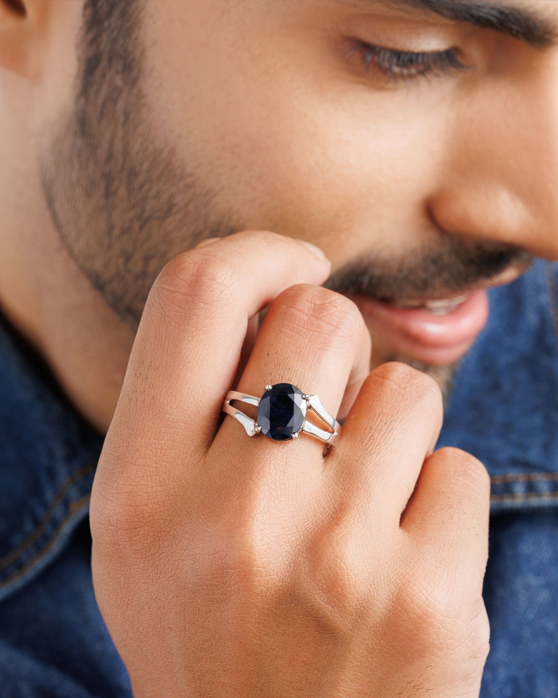 Chic Blue Sapphire (Neelam) Ring – 925 Silver - #1182N4 - Myra