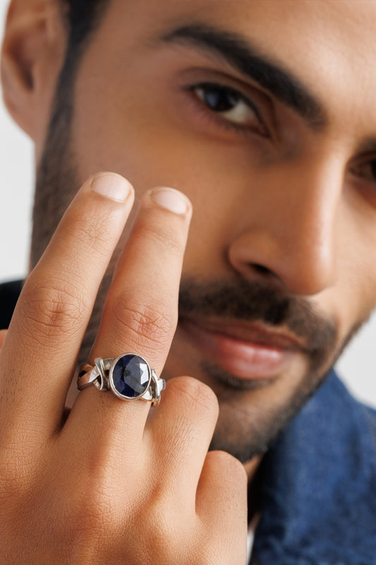 Vedic Fit Blue Sapphire (Neelam) Ring – 925 Silver - #1210B - Myra