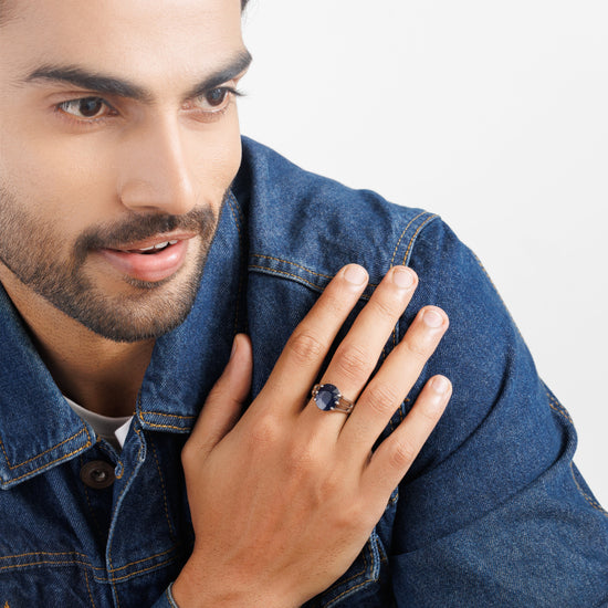 Everyday Classic Blue Sapphire (Neelam) Ring – 925 Silver - #1237N6 - Myra