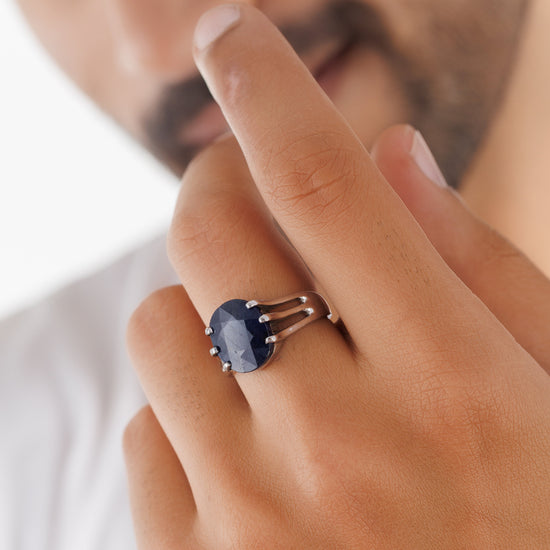 Everyday Classic Blue Sapphire (Neelam) Ring – 925 Silver - #1237N6 - Myra