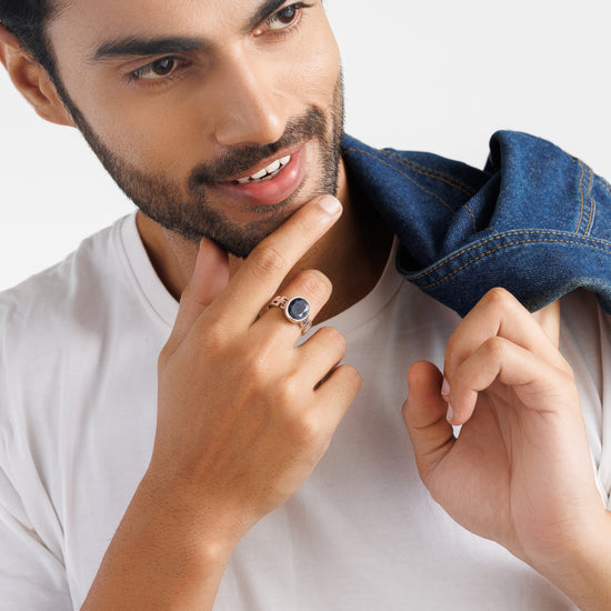 Authentic Blue Sapphire (Neelam) Gemstone Ring in Sterling Silver – #1283B - Myra