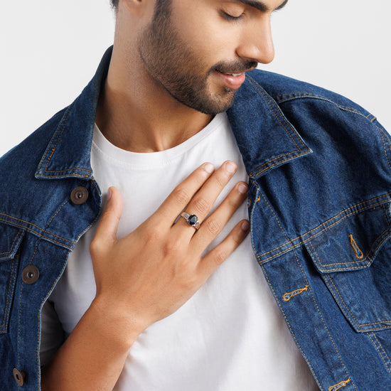 Authentic Blue Sapphire (Neelam) Ring in 925 Silver – #1111N4 - Myra